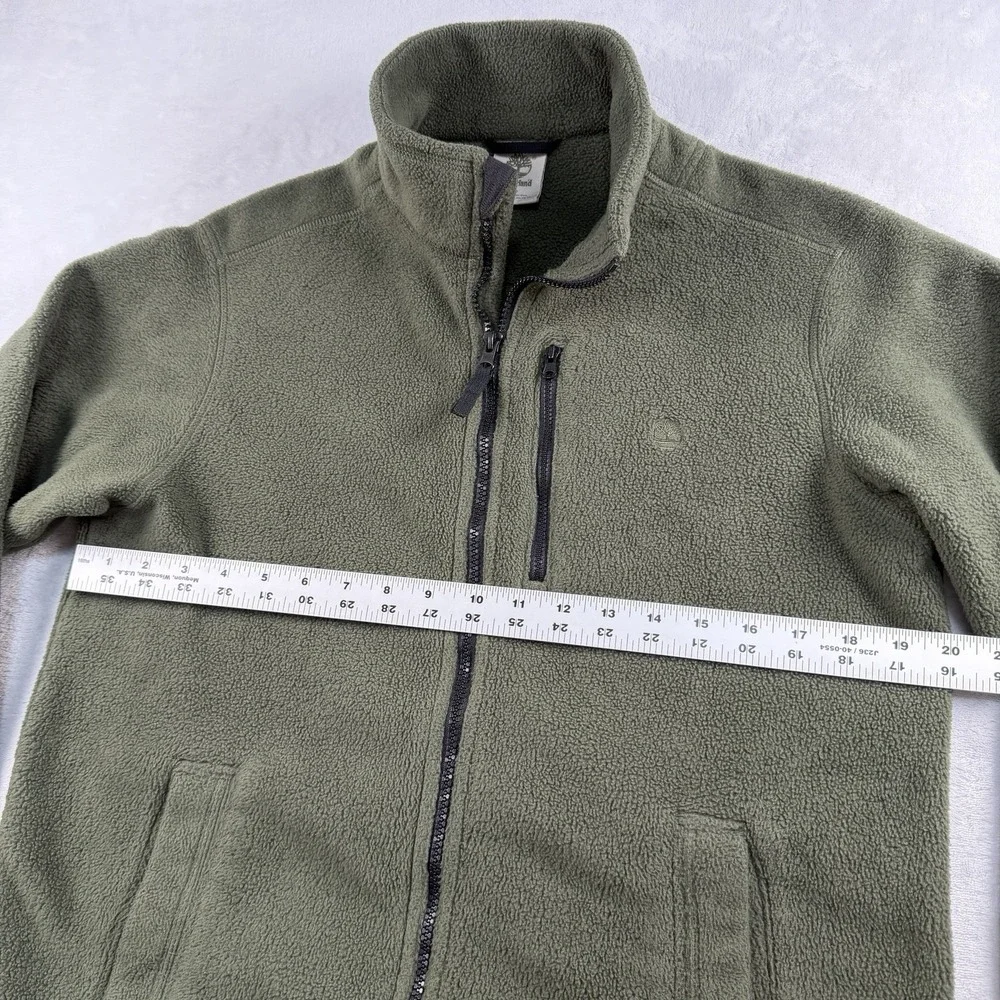 Timberland Outdoor Full Zip Fleece Jacket Men's Small Green Chest Pocket Spruce